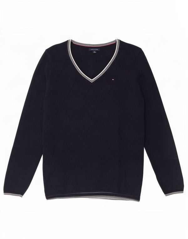 Maglione maglione con scollo a V da donna Tommy Hilfiger UK 12 Medio Blu Navy