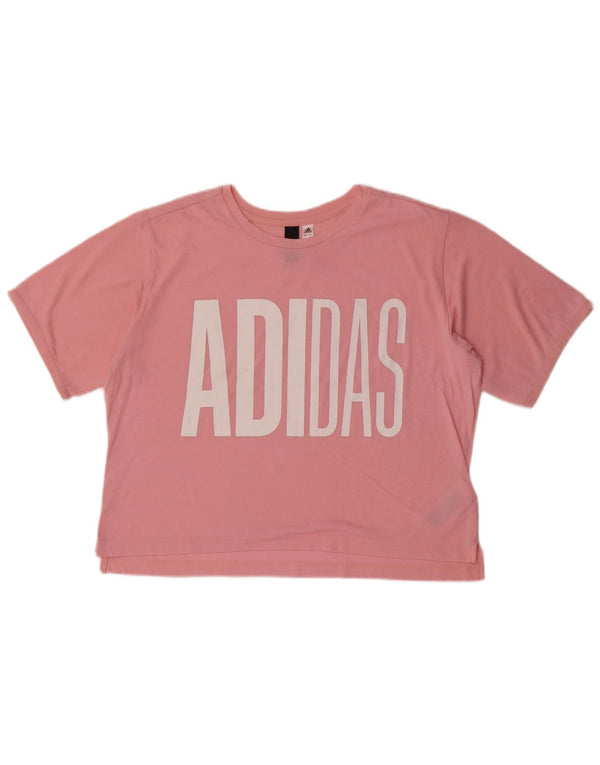 T-shirt grafica corta Adidas da donna UK 16/18 grande rosa poliestere