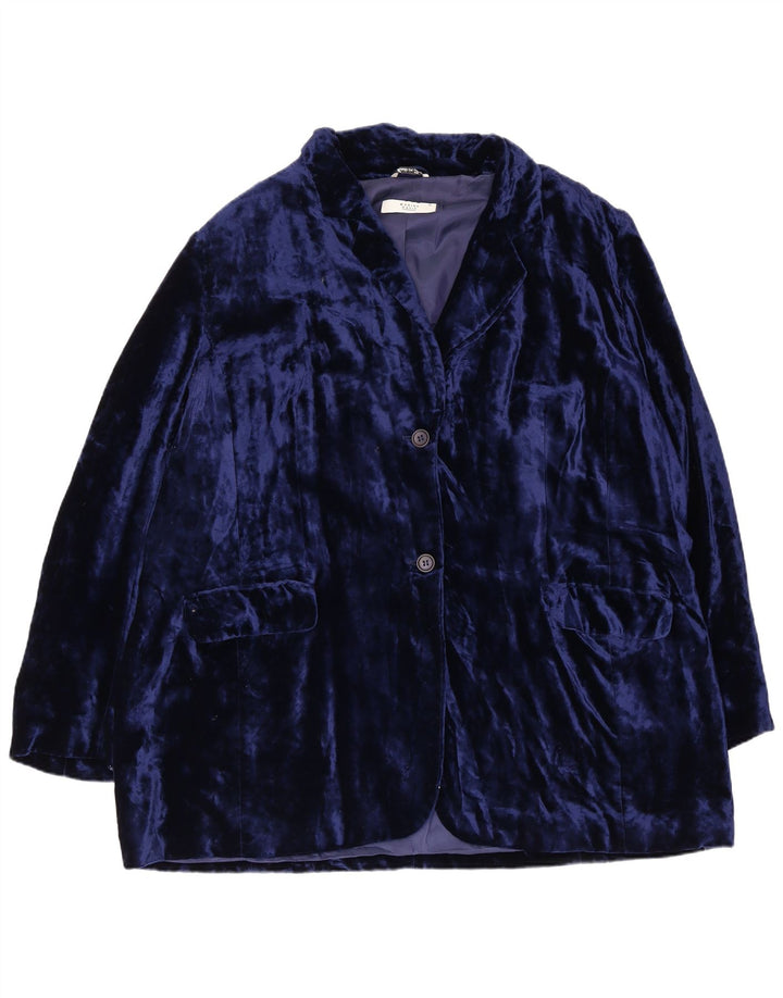 Giacca blazer da donna basic in velluto a 2 bottoni Marina Rinaldi taglia 31 XL blu