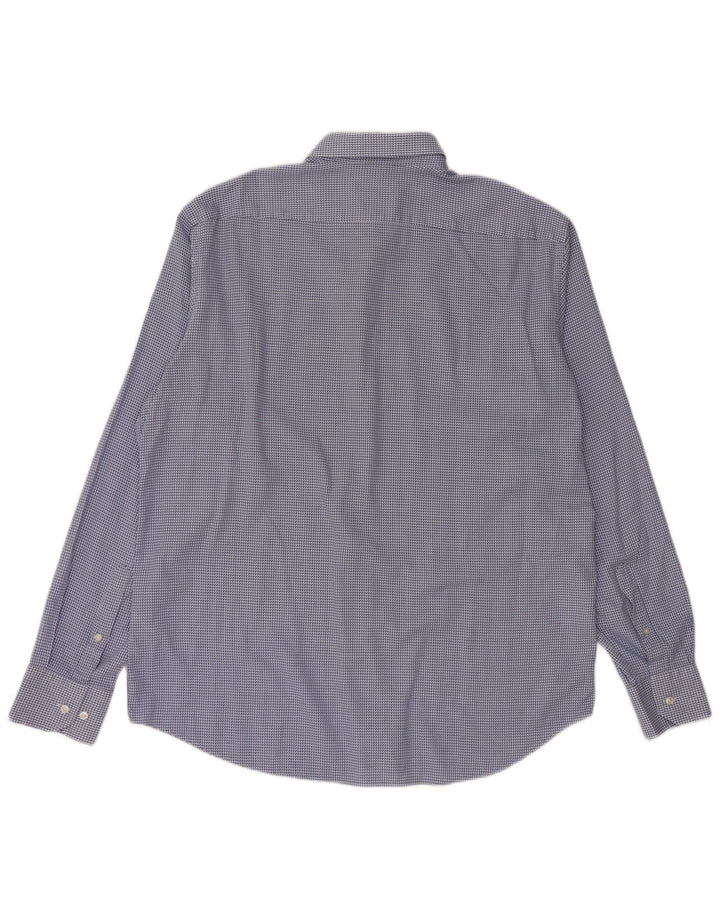 Camicia HUGO BOSS da uomo vestibilità regolare taglia 44 17 1/2 XL cotone pied de poule blu