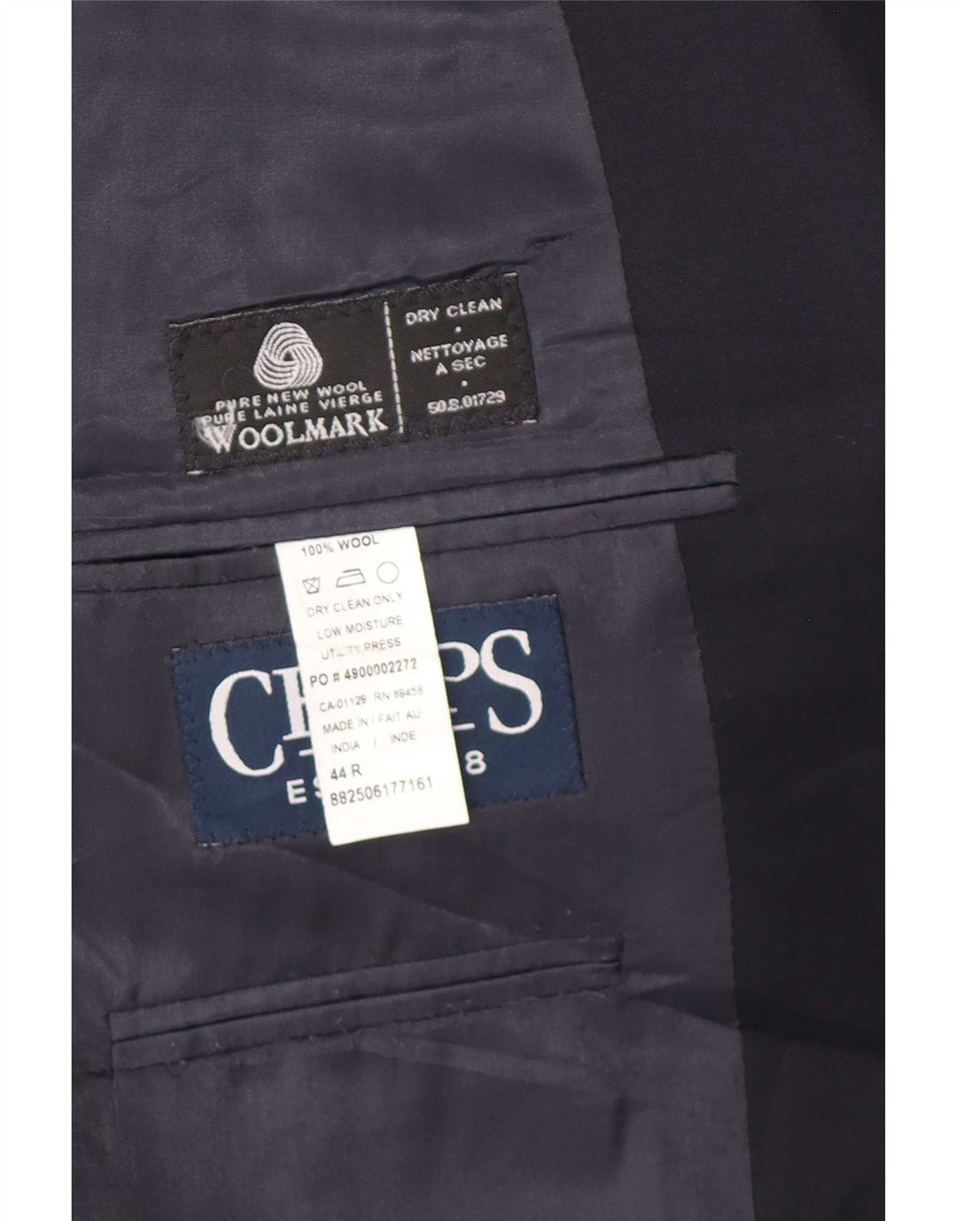 Giacca blazer a 1 bottone vestibilità regolare da uomo Chaps UK 44 2XL Lana nuova blu navy