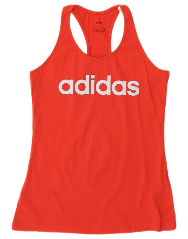 Canotta grafica da donna Adidas UK 8/10 piccola in cotone rosso
