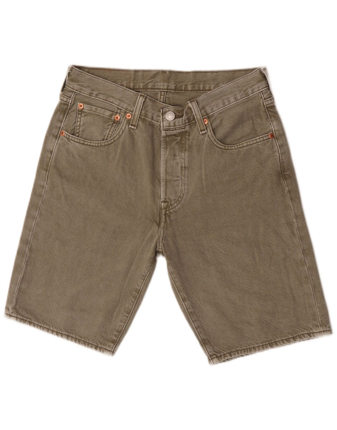 Pantaloncini di jeans Levi's 501 da uomo W28 piccoli in cotone kaki