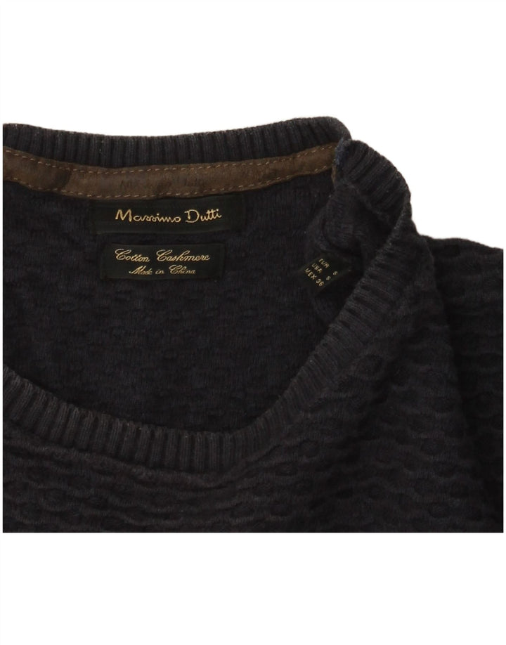 Maglione maglione girocollo da uomo Massimo Dutti piccolo in cotone blu navy