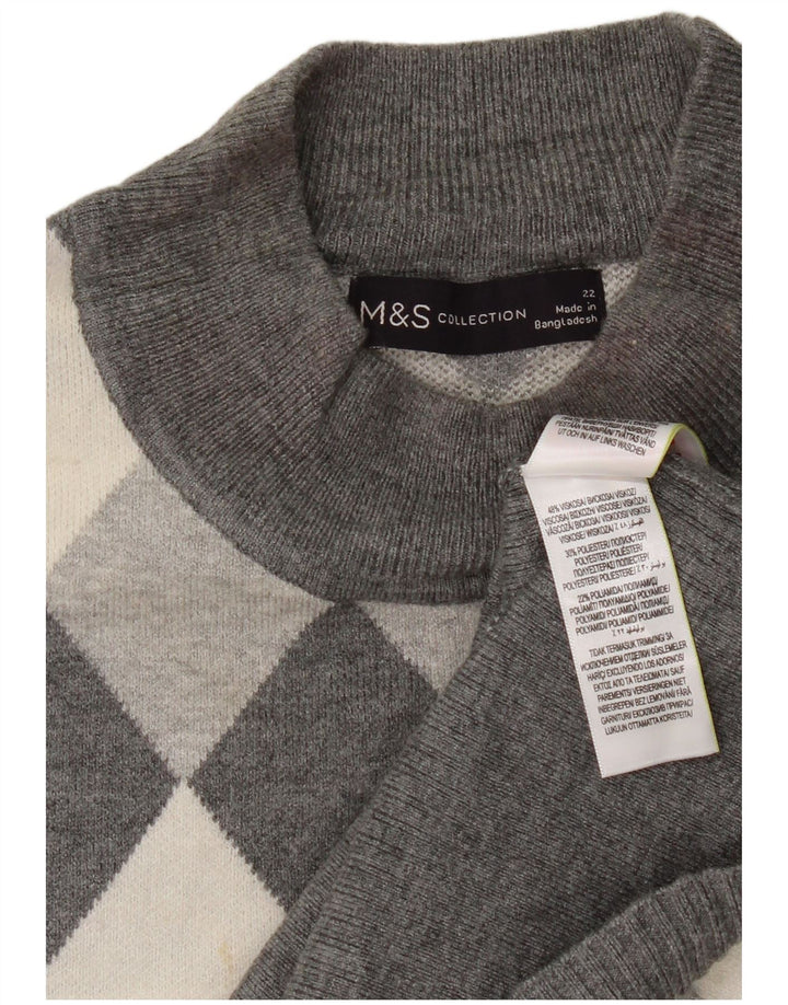 Maglione maglione collo alto da donna Marks & Spencer UK 22 3XL Grigio