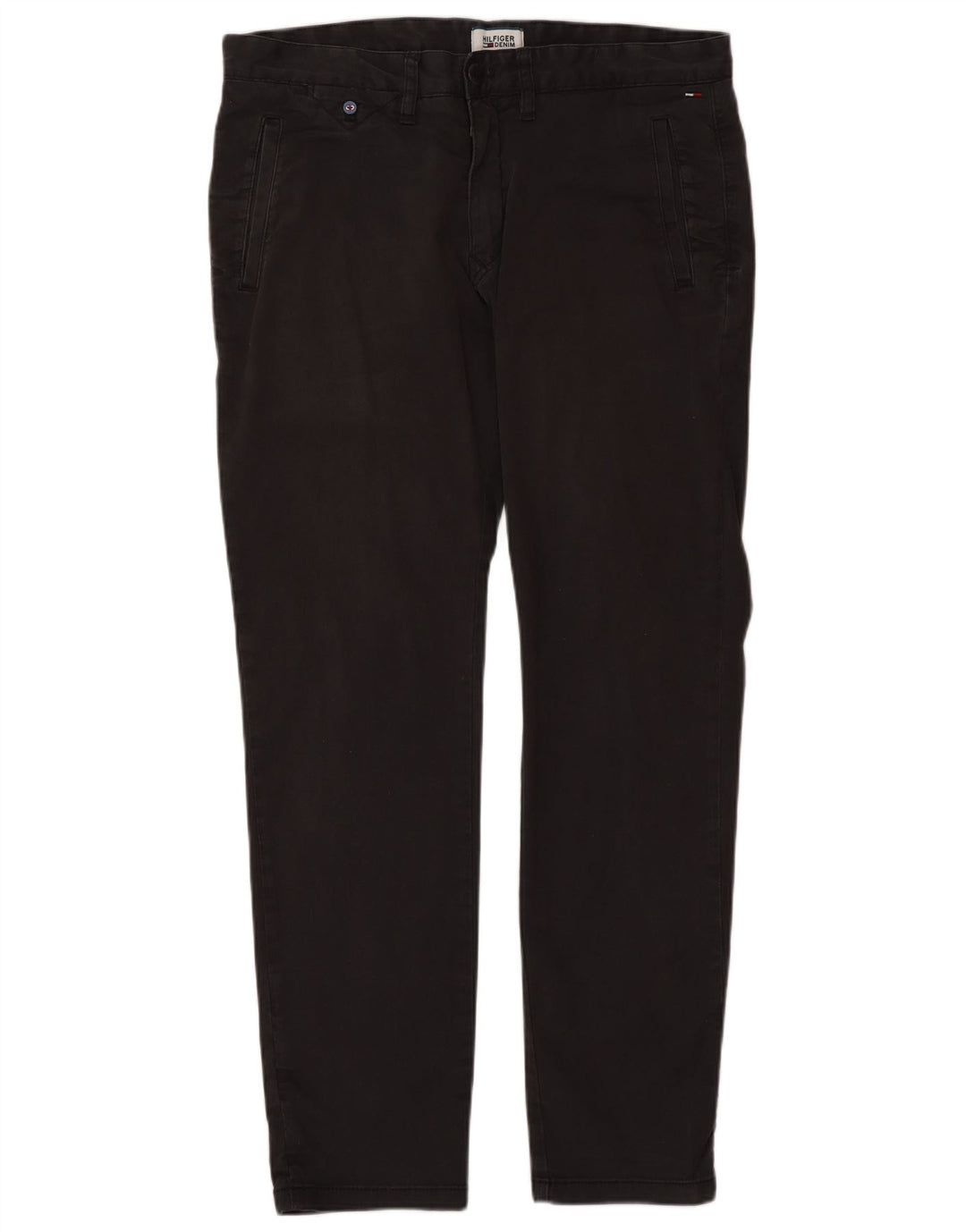 TOMMY HILFIGER Pantaloni chino dritti da uomo W33 L32 cotone grigio