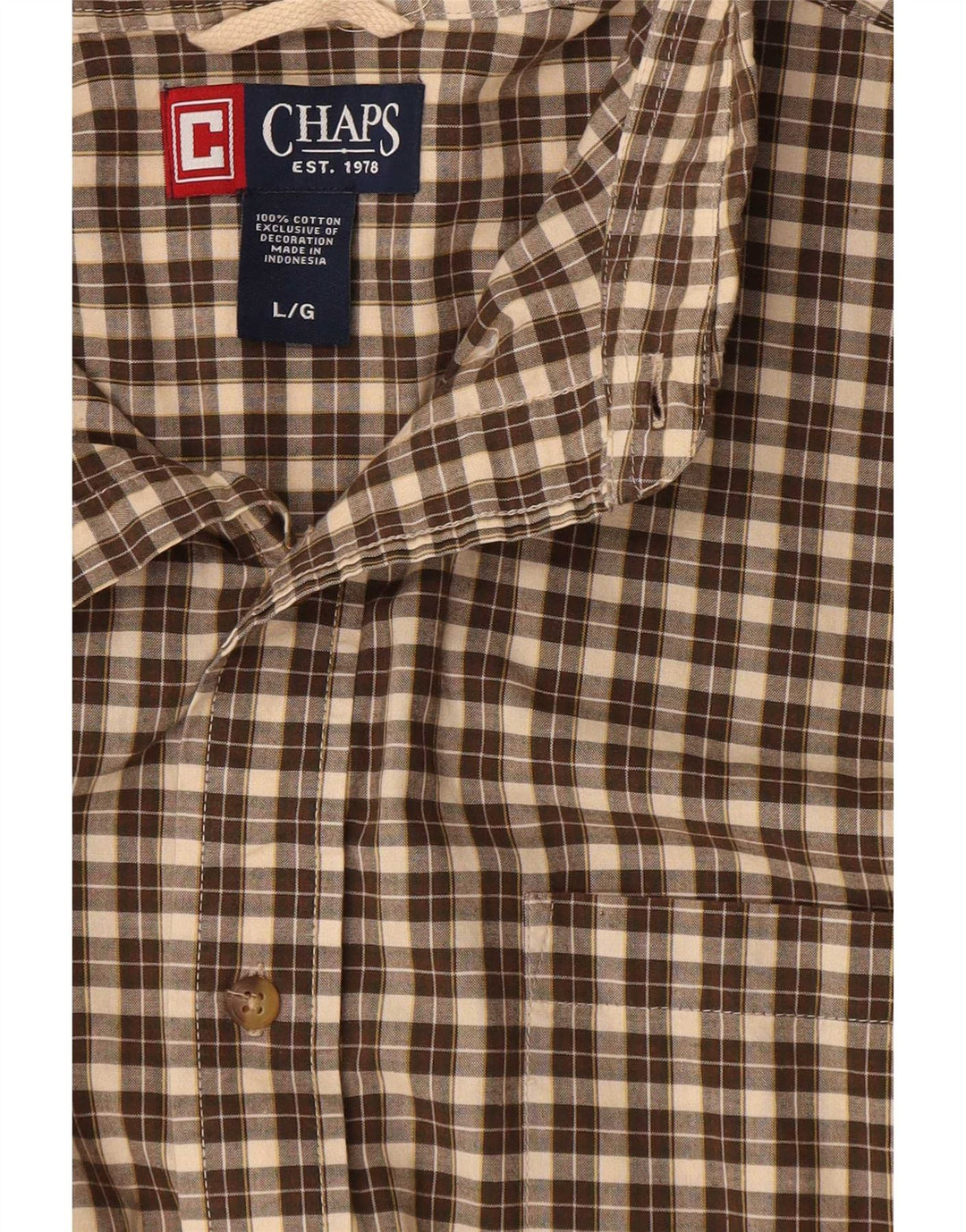 Camicia da uomo Chaps Large in cotone a quadri marroni