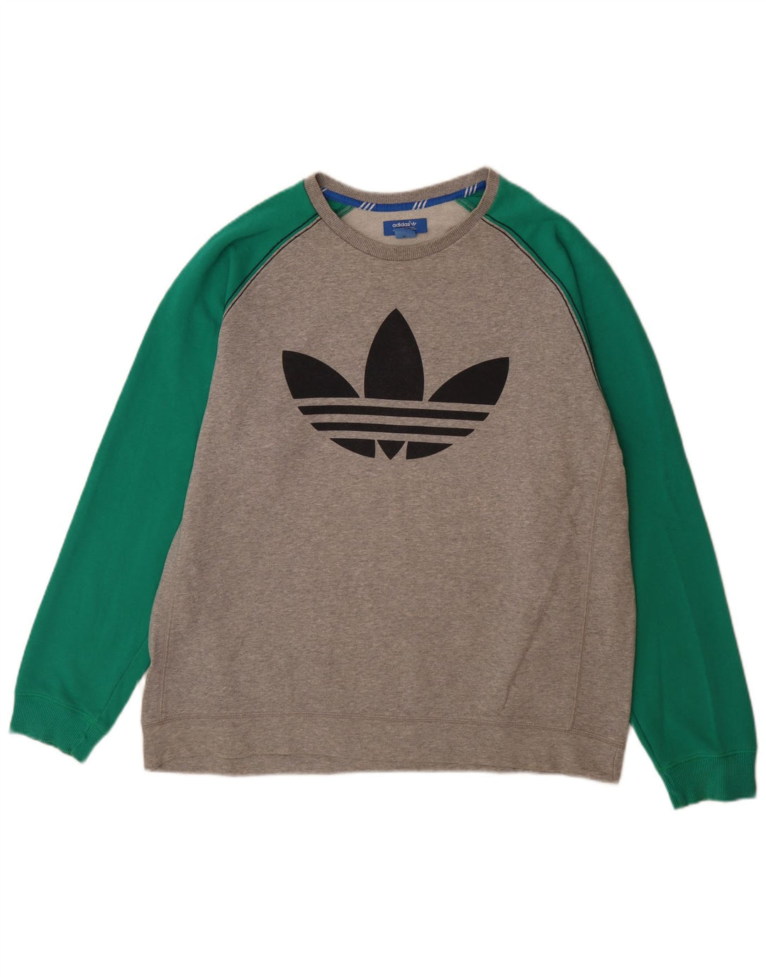 Felpa grafica da uomo Adidas Jumper XL in cotone color block grigio