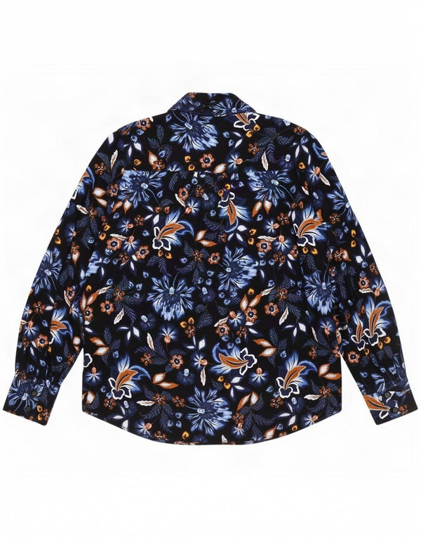 Marks & Spencer Camicetta da donna con cravatta sul davanti UK 18 XL Blu navy floreale