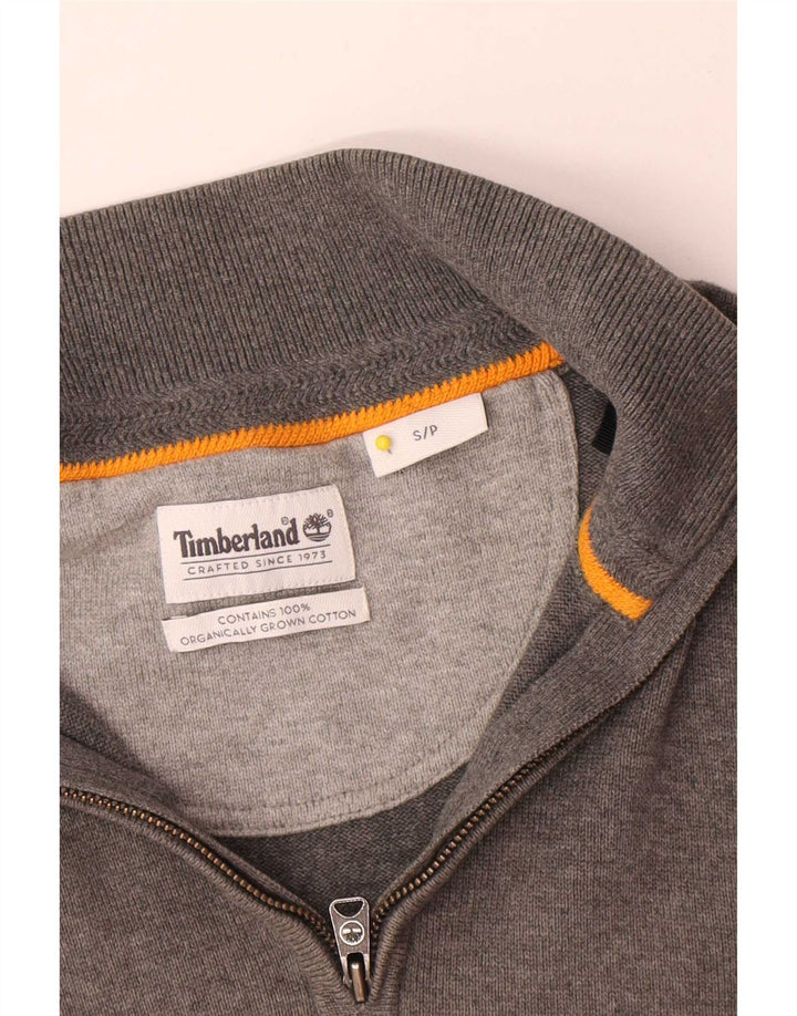 Timberland Maglione da uomo con zip e collo piccolo in cotone grigio