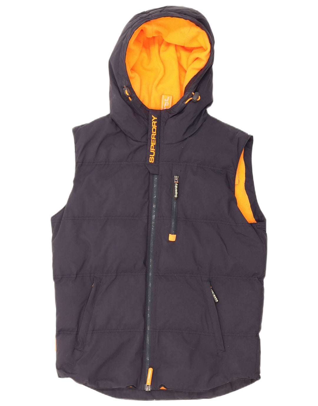 Gilet imbottito con cappuccio Windhiker da uomo SUPERDRY UK 38 nylon medio blu navy