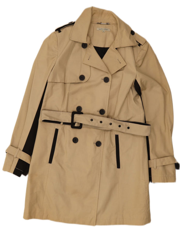 Trench da donna Laura Ashley UK 8 piccolo cotone color block beige