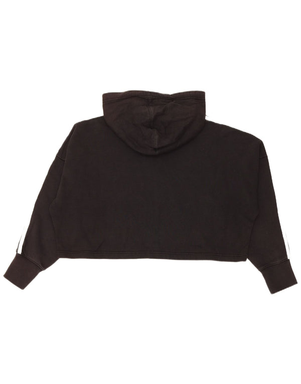 Maglione con cappuccio oversize corto da donna Adidas UK 10 piccolo cotone nero