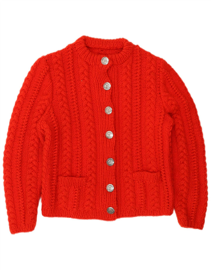 Maglione cardigan da donna vintage UK 14 rosso medio