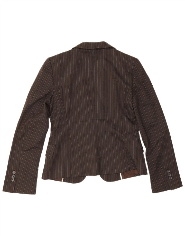 Giacca blazer a 1 bottone da donna Zara EU 38 piccolo poliestere gessato marrone