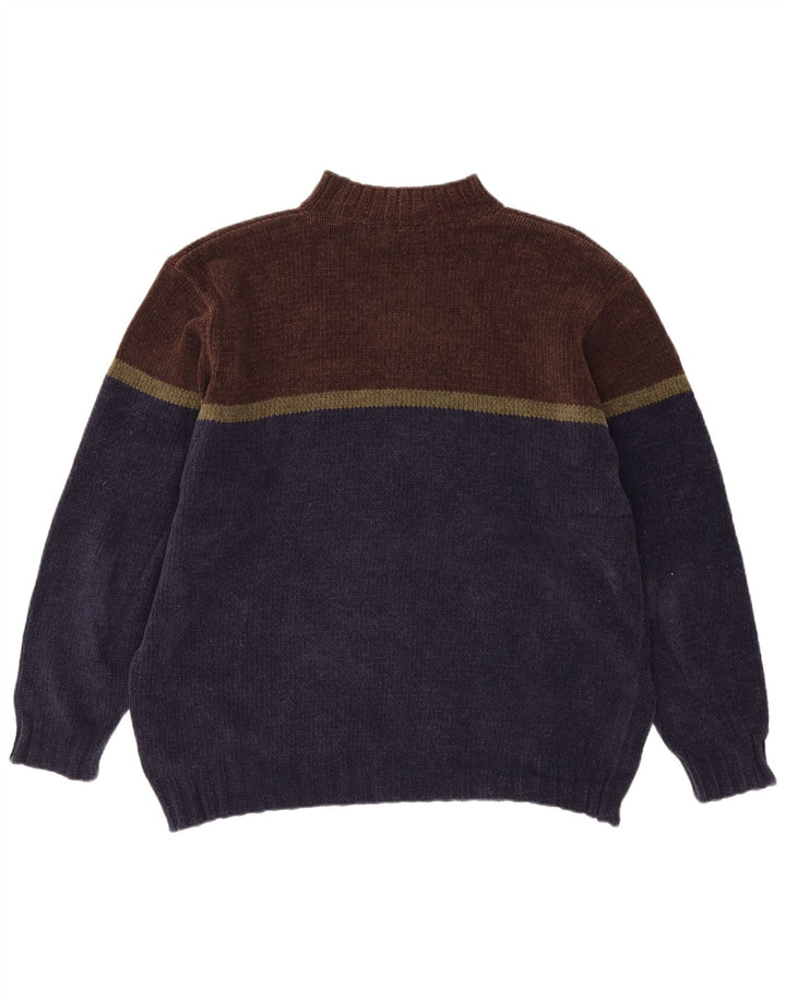 Marks & Spencer Maglione da uomo con collo alto e maglione XL Blu navy a blocchi di colore