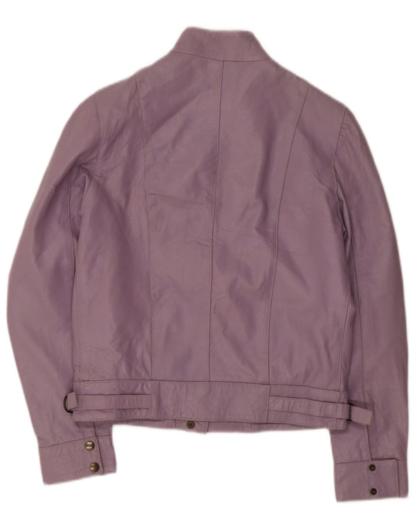 Giacca bomber da donna vintage in pelle IT 42 in pelle viola media