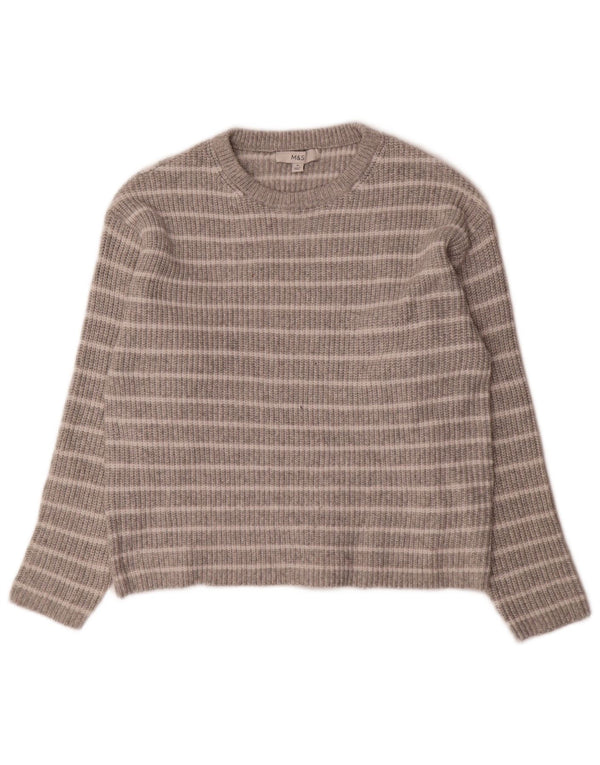 Maglione maglione girocollo da donna Marks & Spencer UK 14 Grigio medio a righe