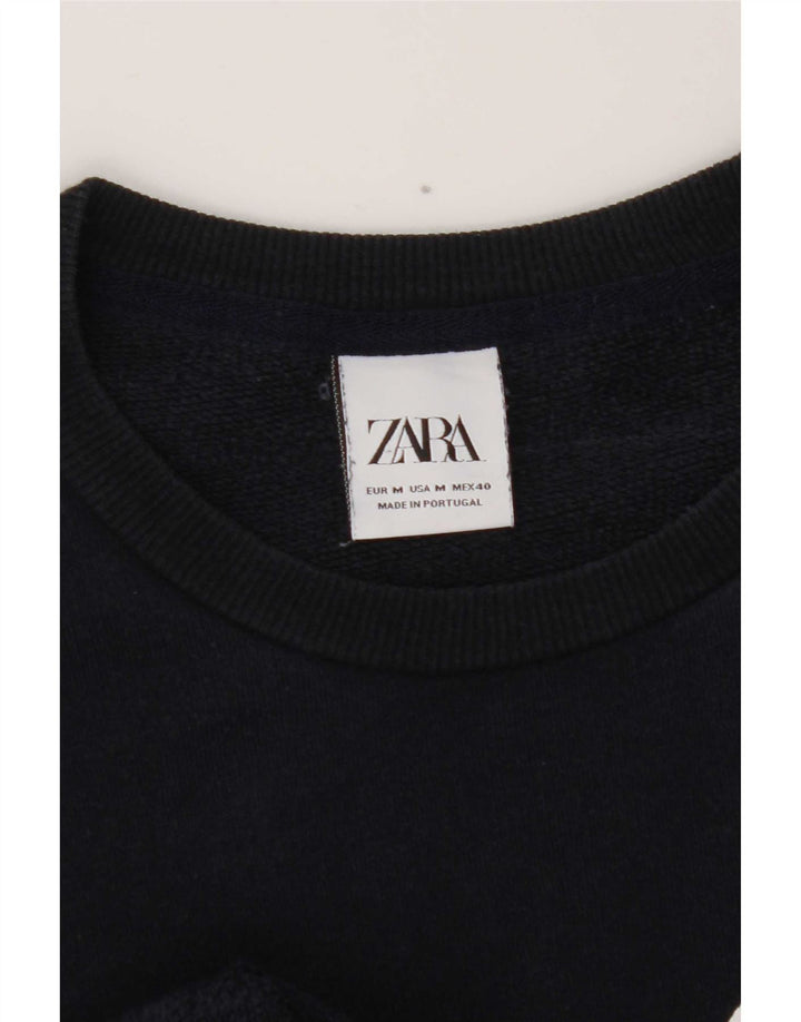 Felpa grafica da uomo Zara, maglione medio, blu navy
