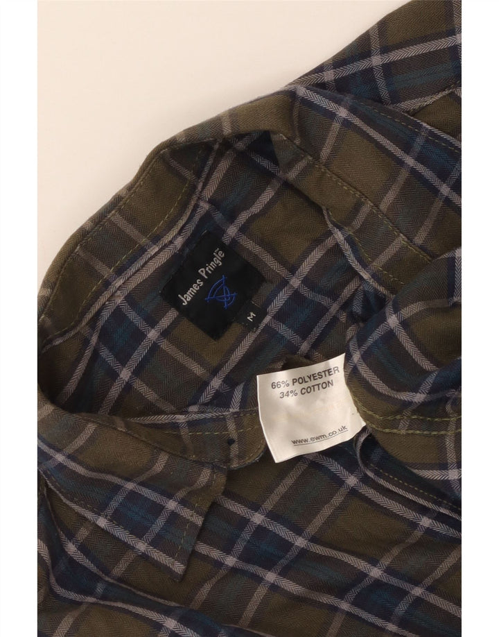 JAMES PRINGLE Camicia da uomo in flanella Poliestere a quadri kaki medio