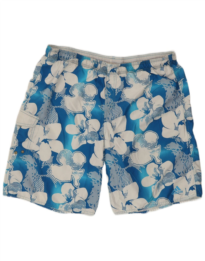 Pantaloncini da bagno da uomo Adidas XL blu floreale in poliestere