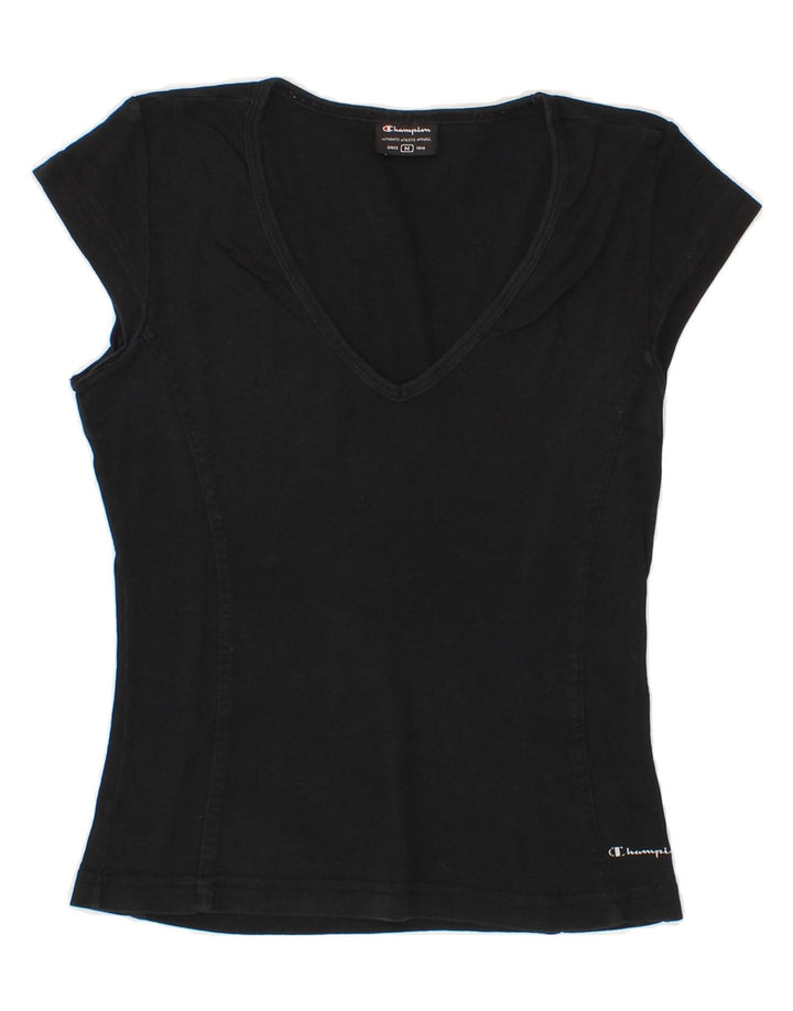 CHAMPION Womens T-Shirt Top UK 12 Medium Black Vintage Champion and Second-Hand Champion from Messina Hembry 