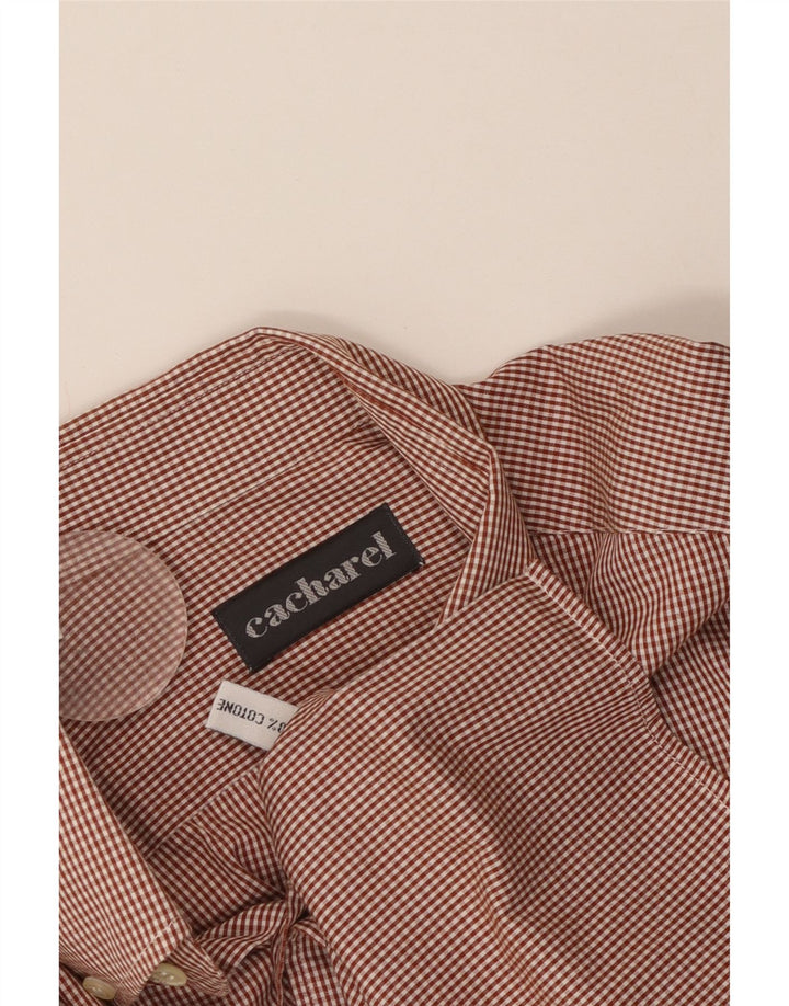 Camicia da uomo Cacharel taglia 16 grande cotone a quadretti rossi