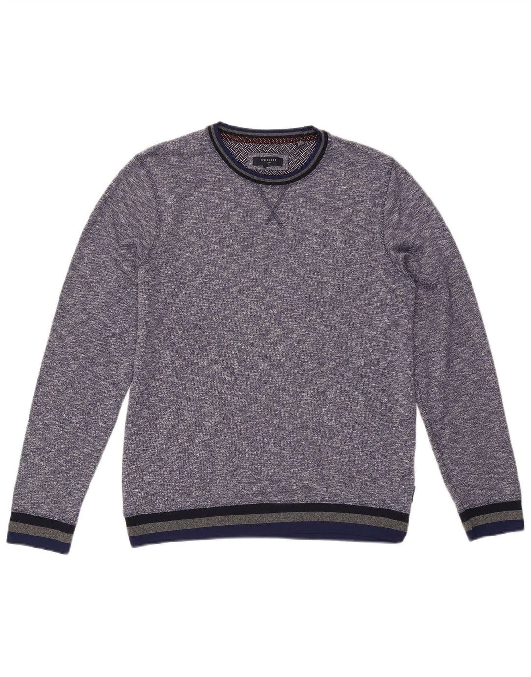 Maglione maglione girocollo da uomo Ted Baker taglia 3 blu medio screziato