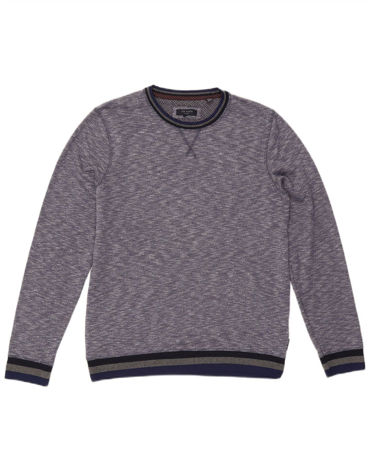 Maglione maglione girocollo da uomo Ted Baker taglia 3 blu medio screziato