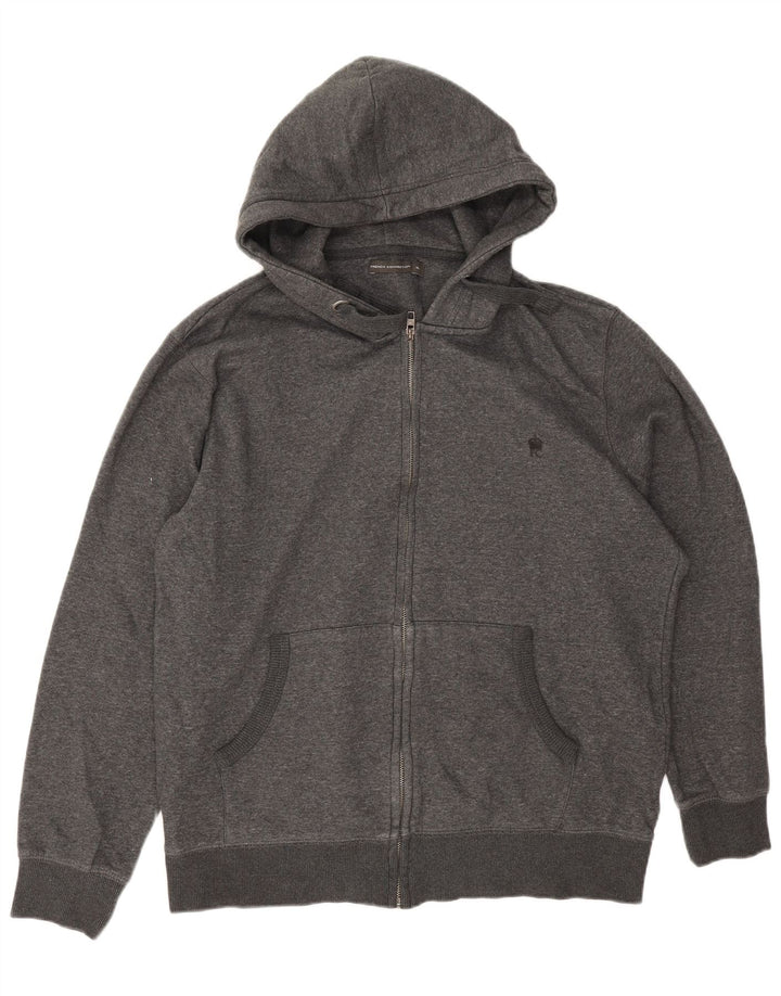 Maglione con cappuccio e zip da uomo French Connection XL in cotone grigio