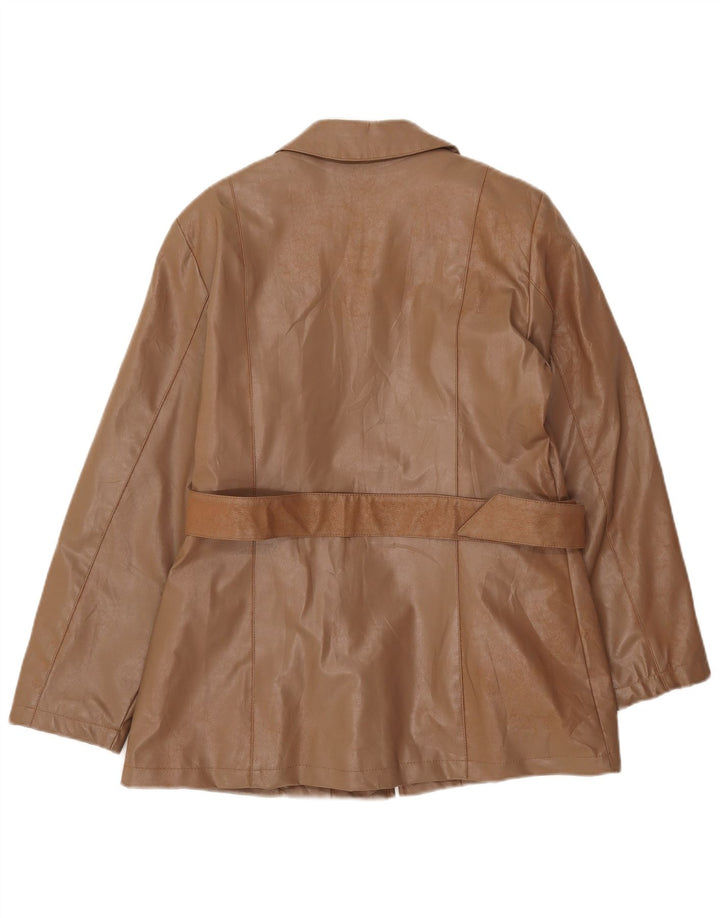 Giacca vintage da donna in ecopelle UK 14 Polietilene marrone medio