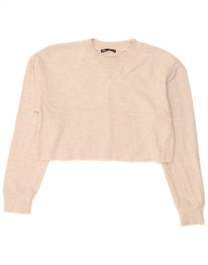 Top corto da donna Zara manica lunga UK 10 piccolo beige