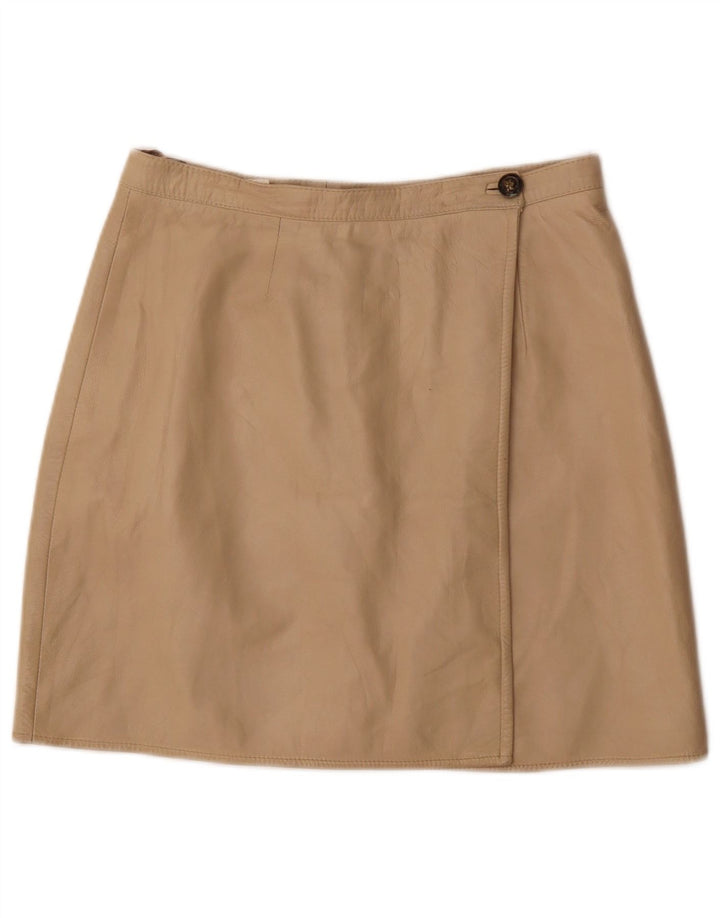 Gonna a portafoglio in pelle vintage da donna W30 beige medio
