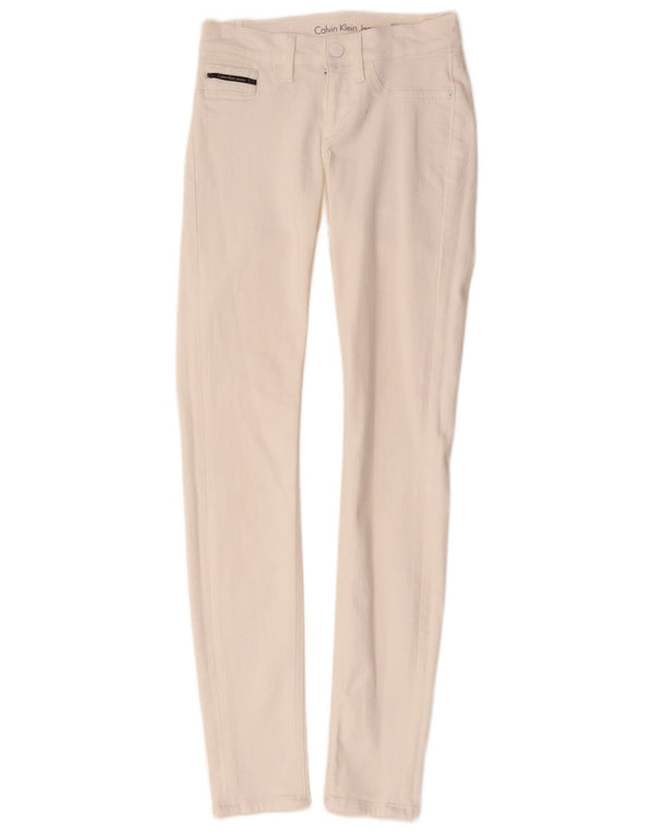 Jeans skinny da donna a vita media Calvin Klein W24 L30 bianchi