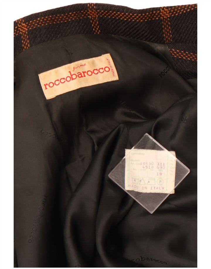 Giacca blazer da donna a 3 bottoni ROCCOBAROCCO taglia 19 XL lana a quadri nera