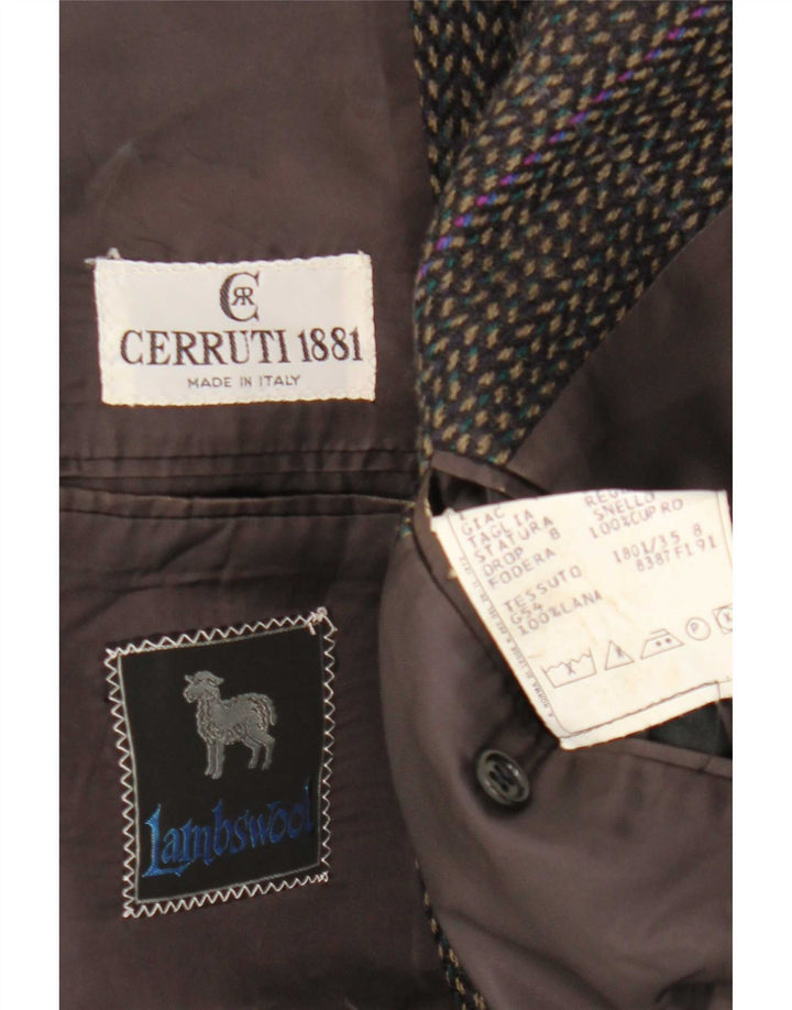 Giacca blazer da uomo a 2 bottoni Cerruti 1881 IT 54 2XL Lana d'agnello a quadri grigi