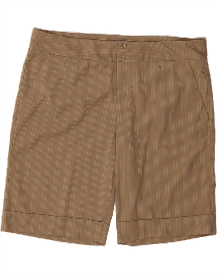 MOSSIMO Womens Stretch Chino Shorts US 18 2XL W40 Brown Striped Polyester Vintage Mossimo and Second-Hand Mossimo from Messina Hembry 