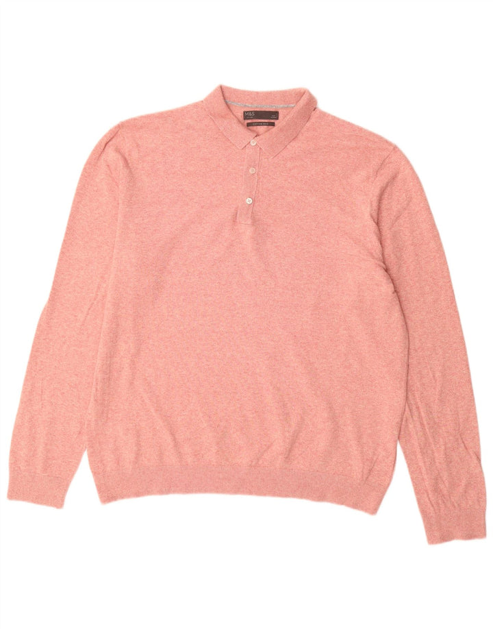 Maglione da uomo Marks & Spencer con collo alto, grande cotone rosa