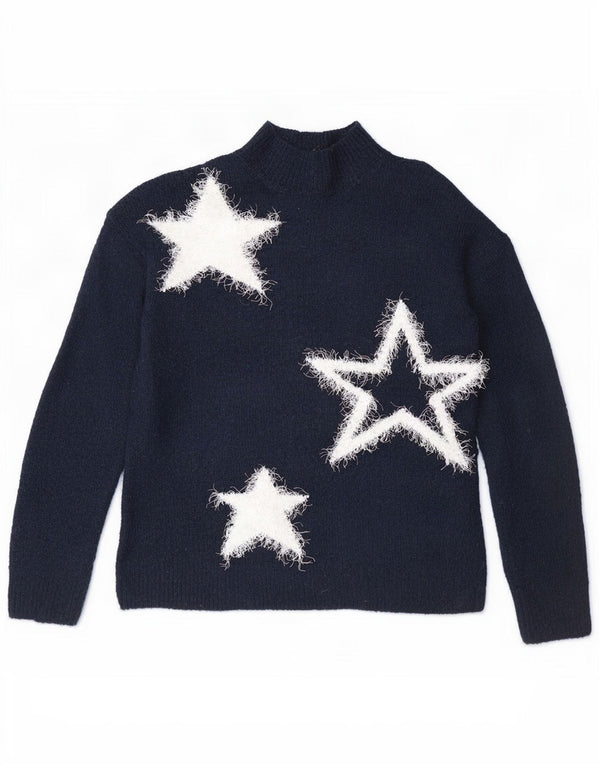 Maglione maglione a collo alto da donna Marks & Spencer UK 10 piccolo blu navy
