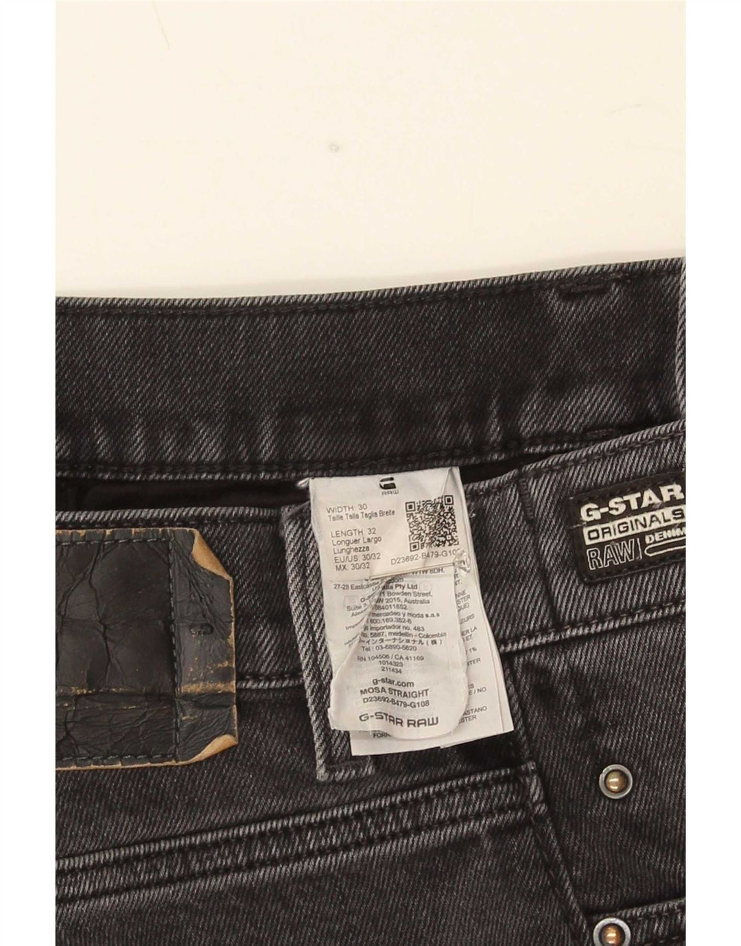 Jeans dritti da uomo G-Star W30 L32 cotone grigio