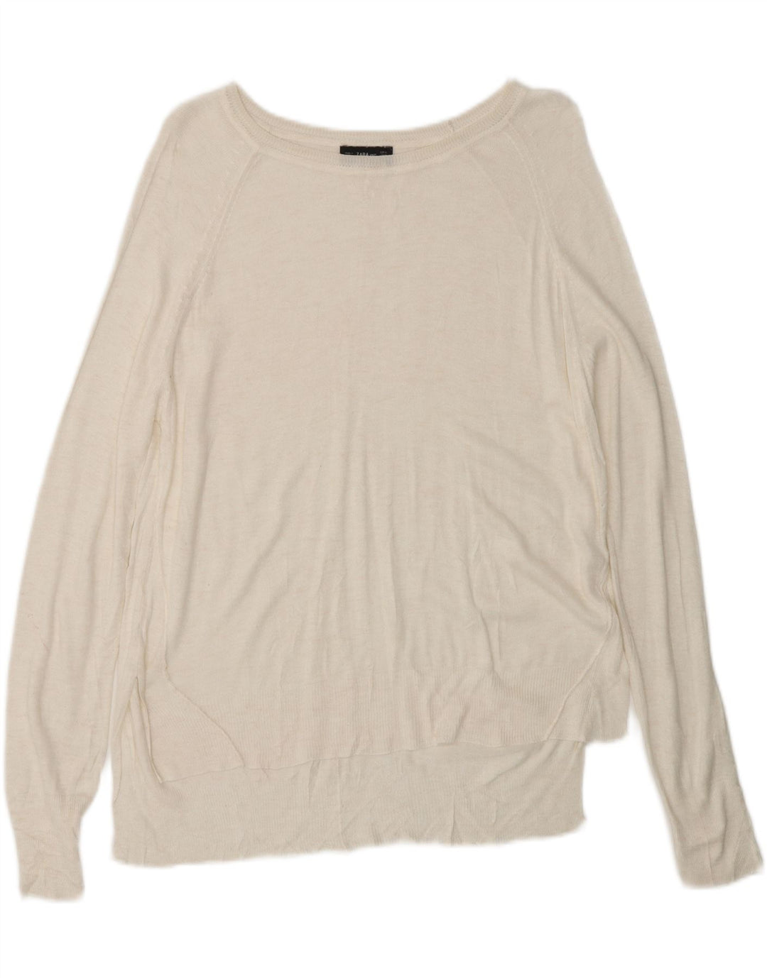 Maglione ZARA da donna con scollo a barca UK 14 medio bianco