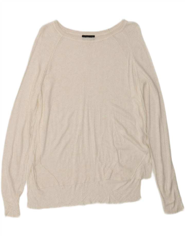 Maglione ZARA da donna con scollo a barca UK 14 medio bianco