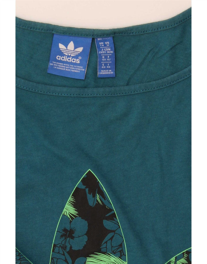 Canottiera grafica da donna Adidas UK 14 blu medio