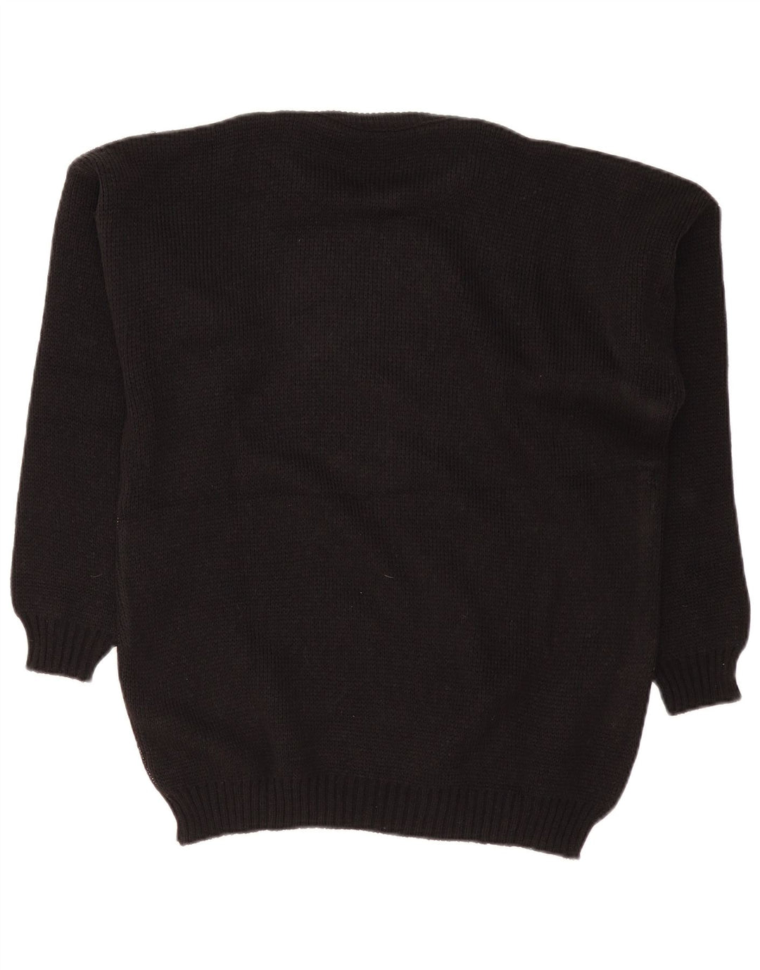Maglione maglione girocollo da uomo vintage grande acrilico geometrico nero