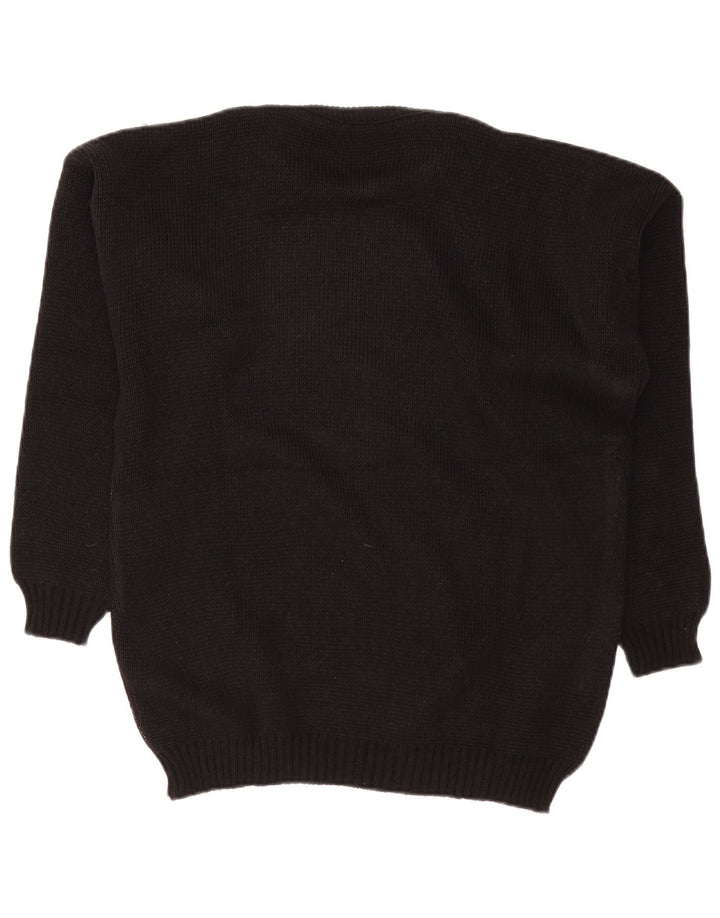 Maglione maglione girocollo da uomo vintage grande acrilico geometrico nero