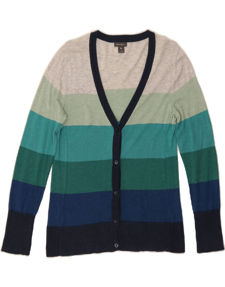 EDDIE BAUER Womens Cardigan Sweater UK 10 Small Multicoloured Striped Vintage Eddie Bauer and Second-Hand Eddie Bauer from Messina Hembry 