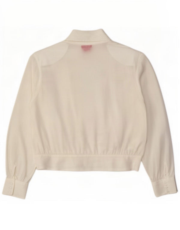 Camicetta corta da donna vintage IT 48 XL poliestere bianco