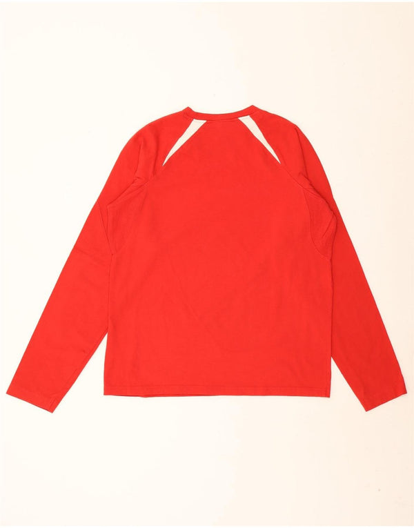 REEBOK Top grafico da uomo a maniche lunghe in cotone color block rosso