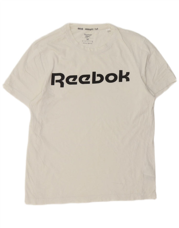 T-shirt grafica da uomo Reebok Top in cotone bianco medio