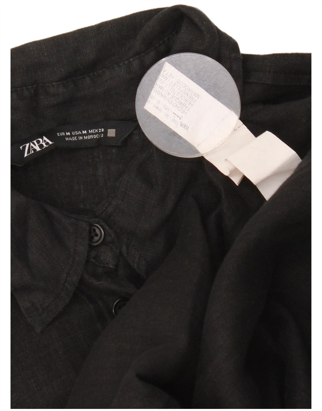 Camicia oversize da donna Zara UK 14 Lino nero medio
